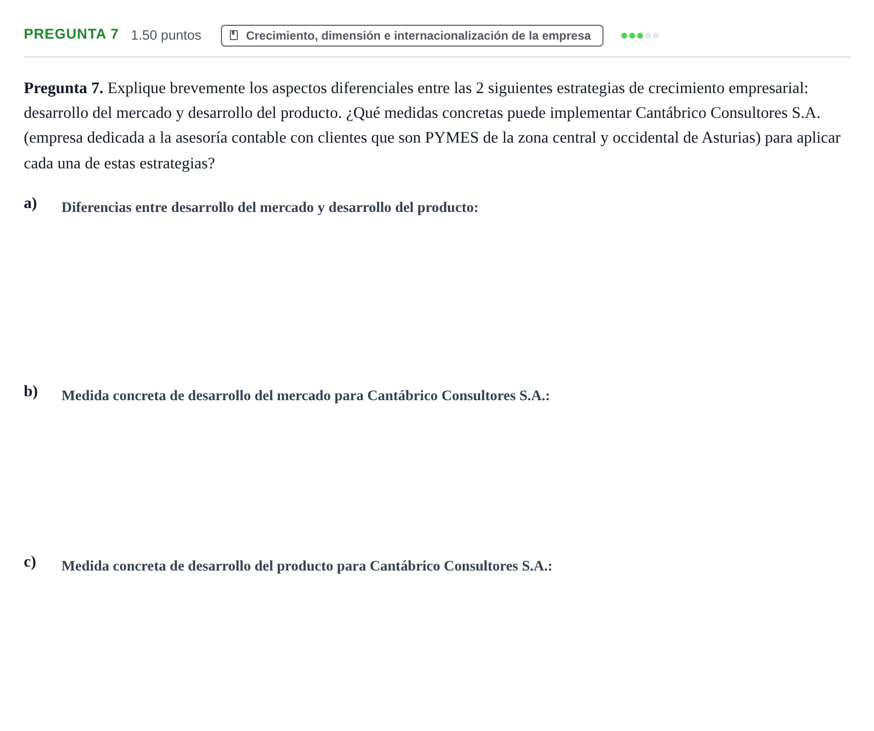 Enunciado: Pregunta 7 · Empresa y Diseño de Modelos de Negocio PAU Asturias Extraordinaria 2023