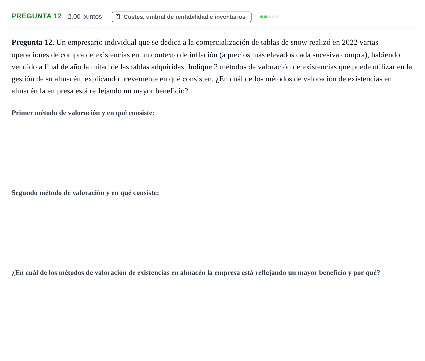 Enunciado: Pregunta 12 · Empresa y Diseño de Modelos de Negocio PAU Asturias Ordinaria 2023