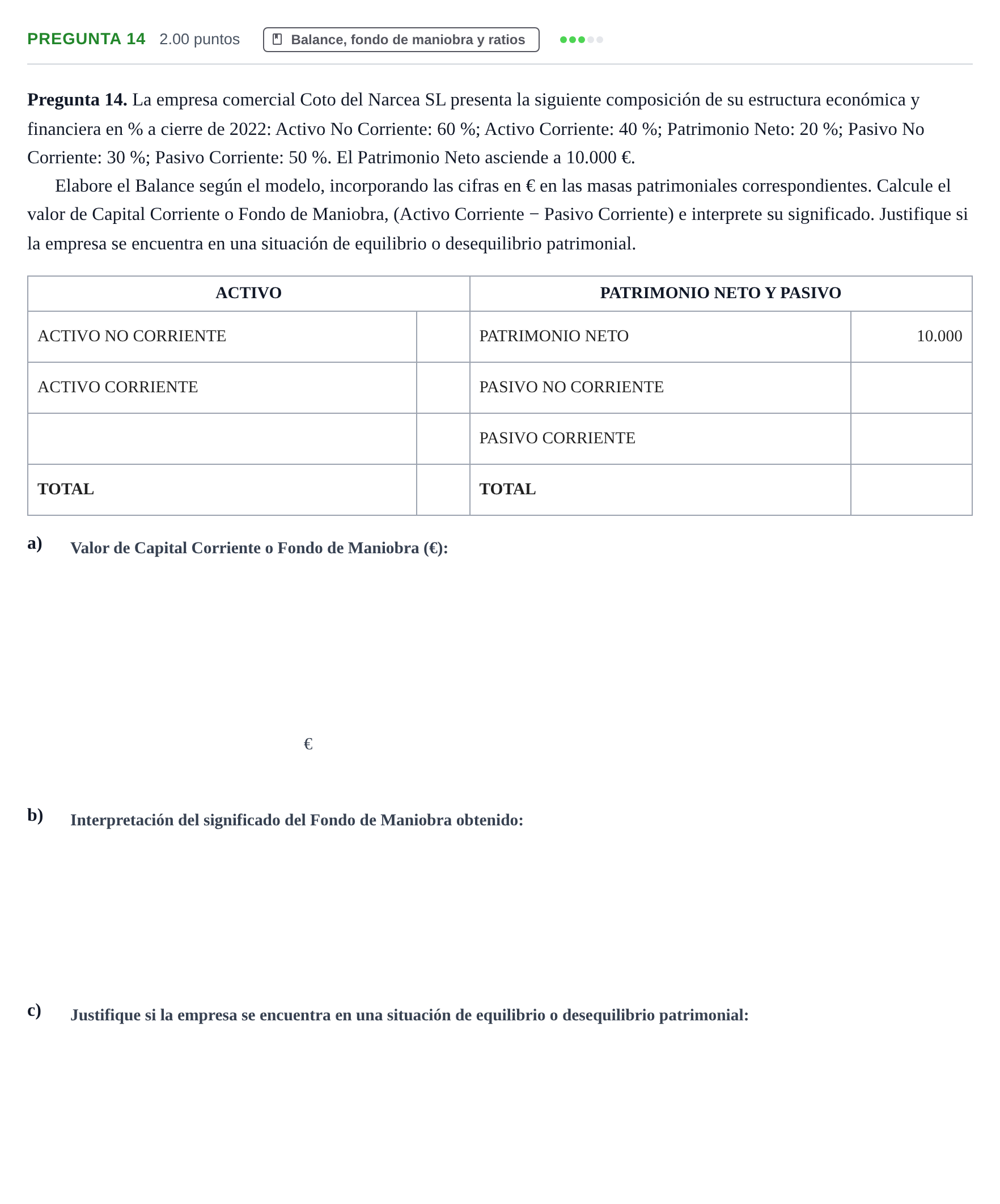 Enunciado: Pregunta 14 · Empresa y Diseño de Modelos de Negocio PAU Asturias Ordinaria 2023