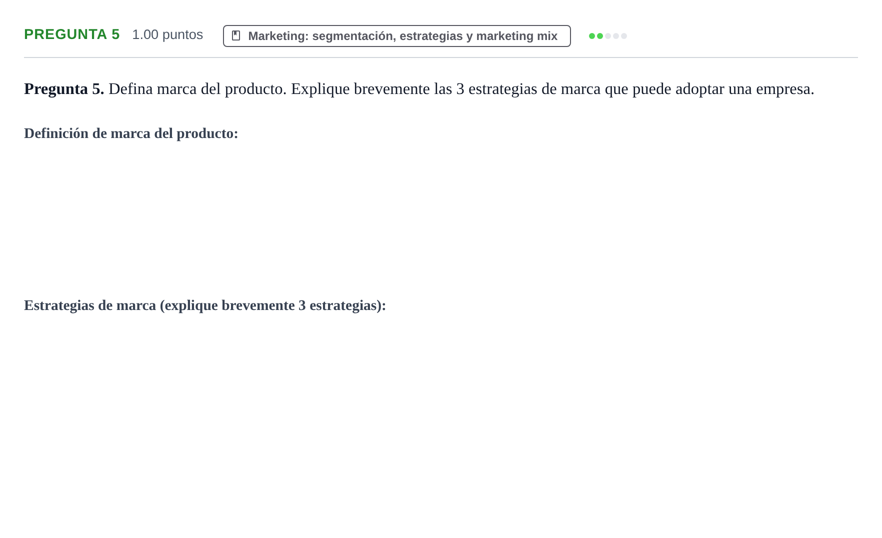 Enunciado: Pregunta 5 · Empresa y Diseño de Modelos de Negocio PAU Asturias Ordinaria 2023