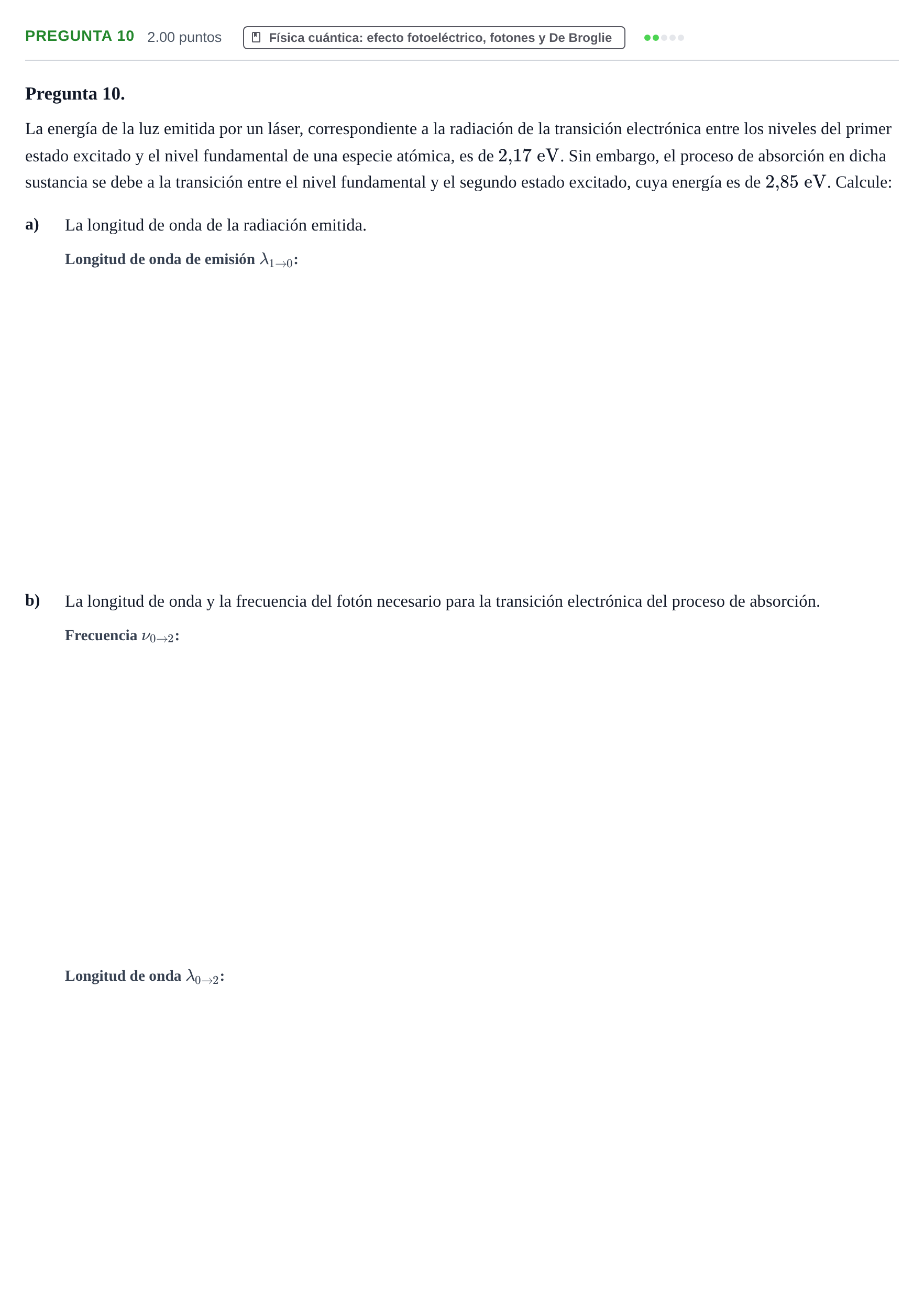 Enunciado: Pregunta 10 · Física PAU Asturias Extraordinaria 2023