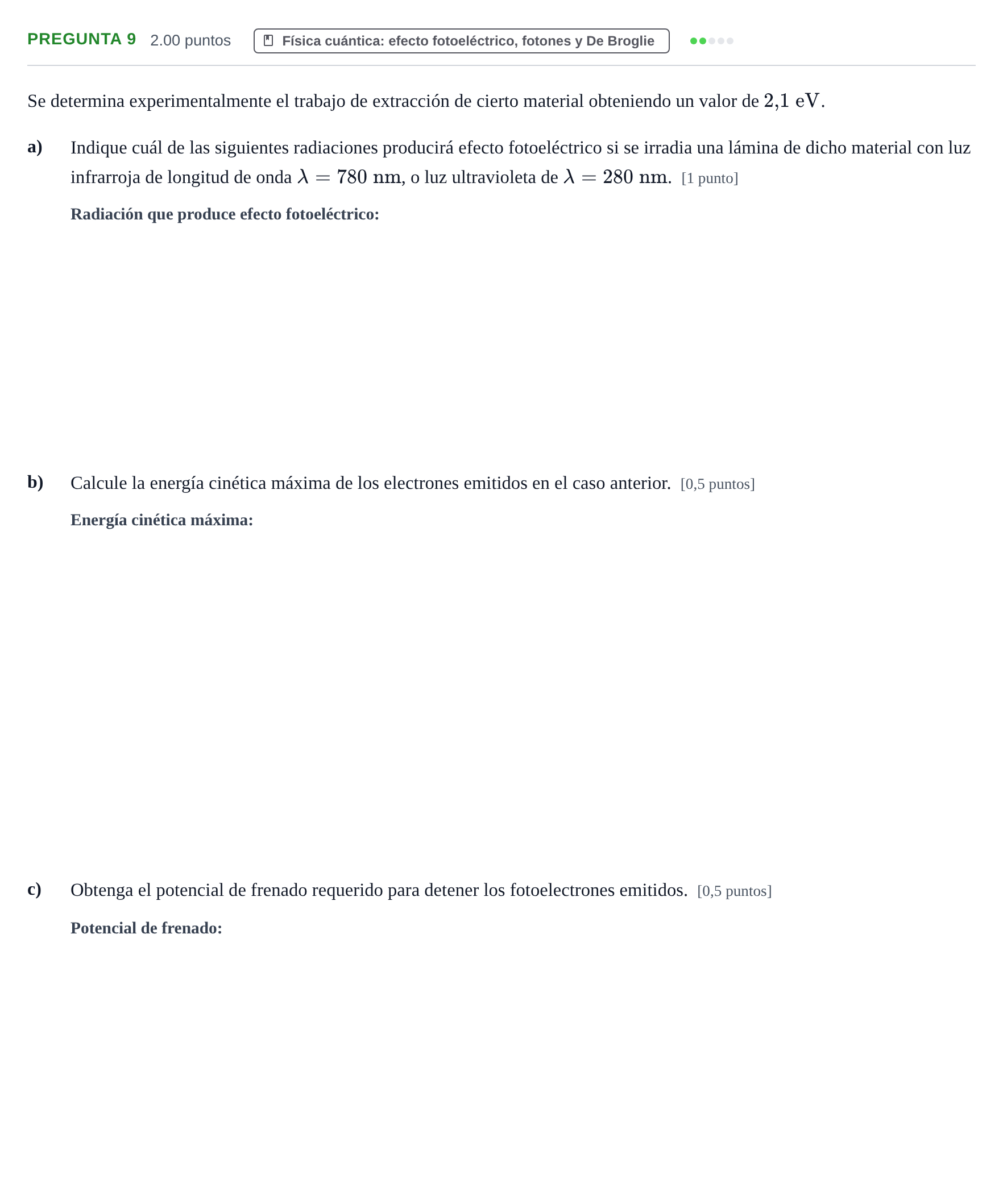 Enunciado: Pregunta 9 · Física PAU Asturias Extraordinaria 2023