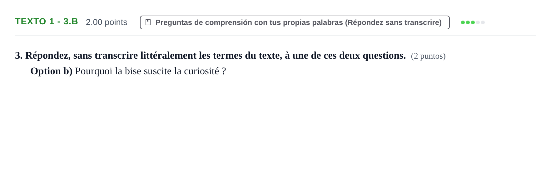 Enunciado: Ejercicio Texto 1 - 3.B · Francés PAU Asturias Extraordinaria (2ª lengua extranjera) 2023