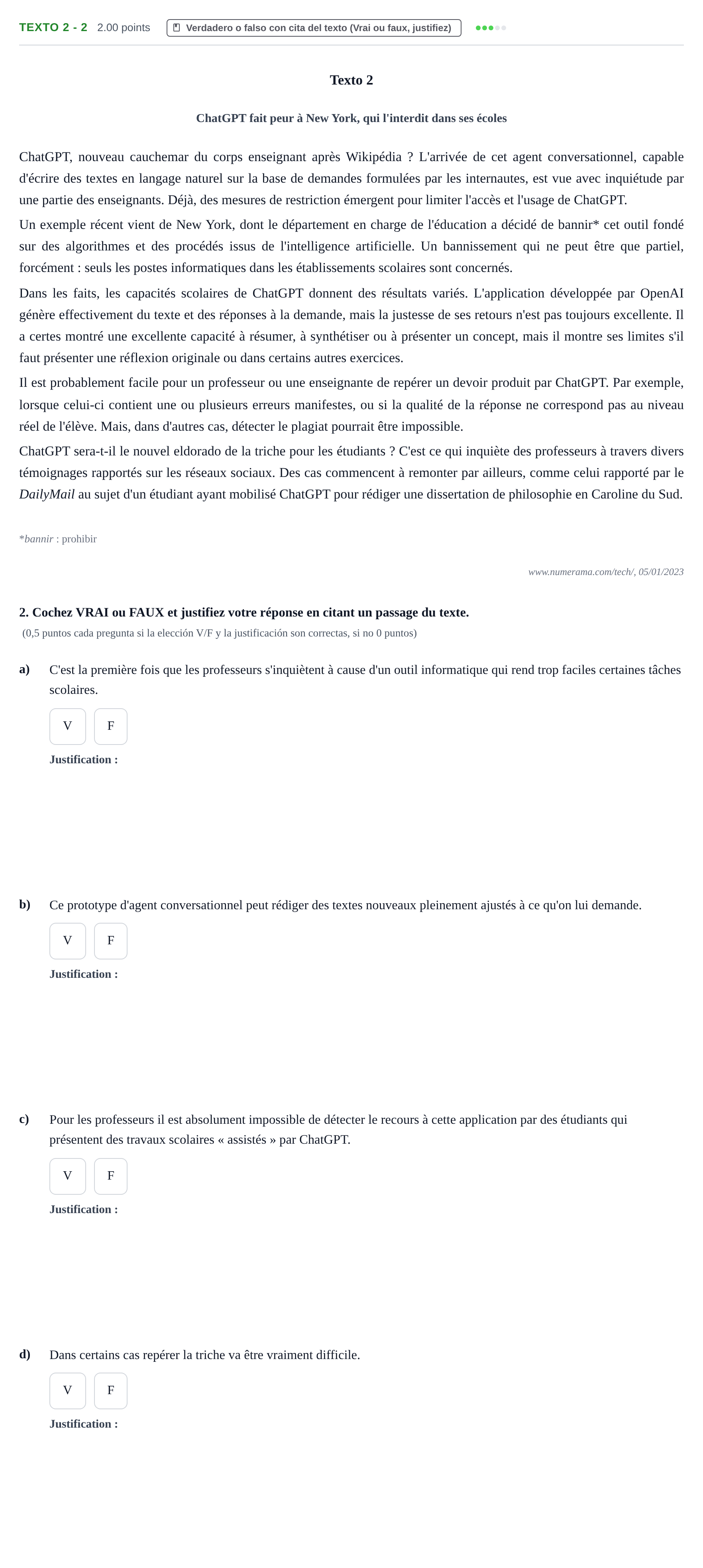 Enunciado: Ejercicio Texto 2 - 2 · Francés PAU Asturias Extraordinaria (2ª lengua extranjera) 2023