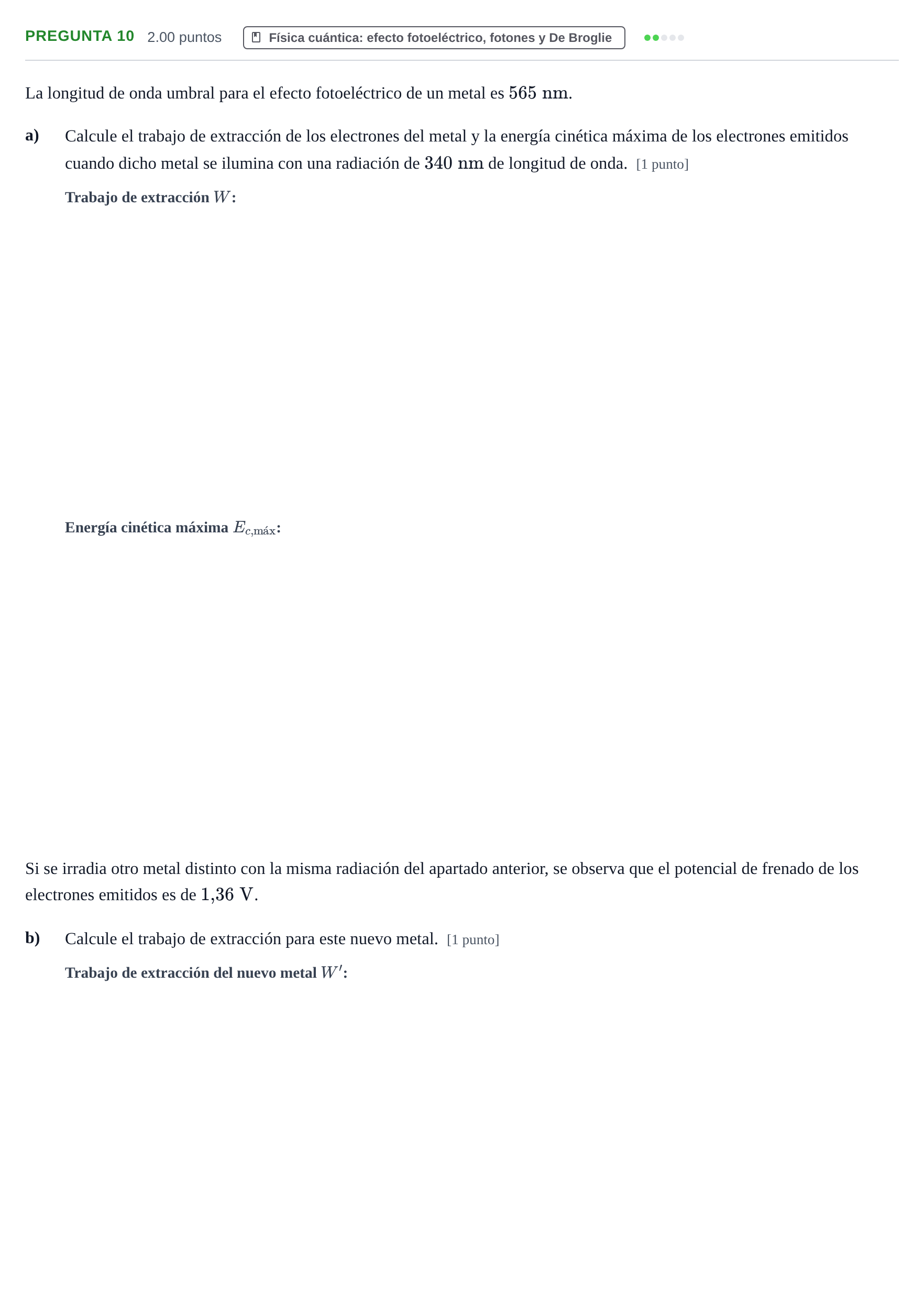 Enunciado: Pregunta 10 · Física PAU Asturias Ordinaria 2023
