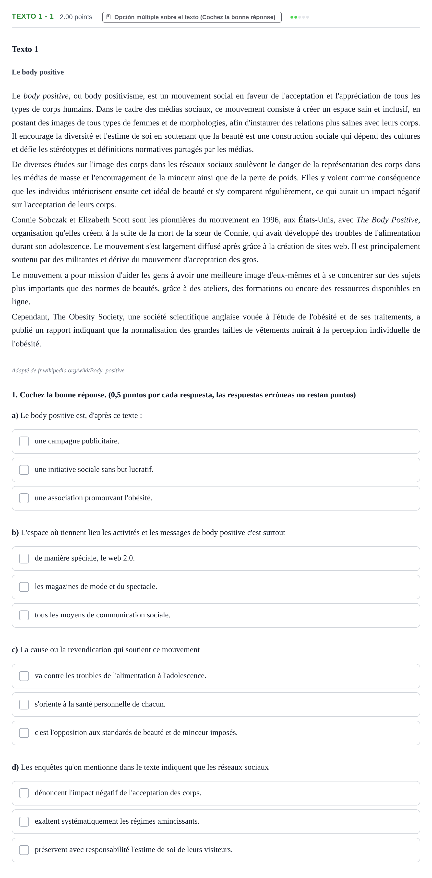 Enunciado: Ejercicio Texto 1 - 1 · Francés PAU Asturias Ordinaria 2023