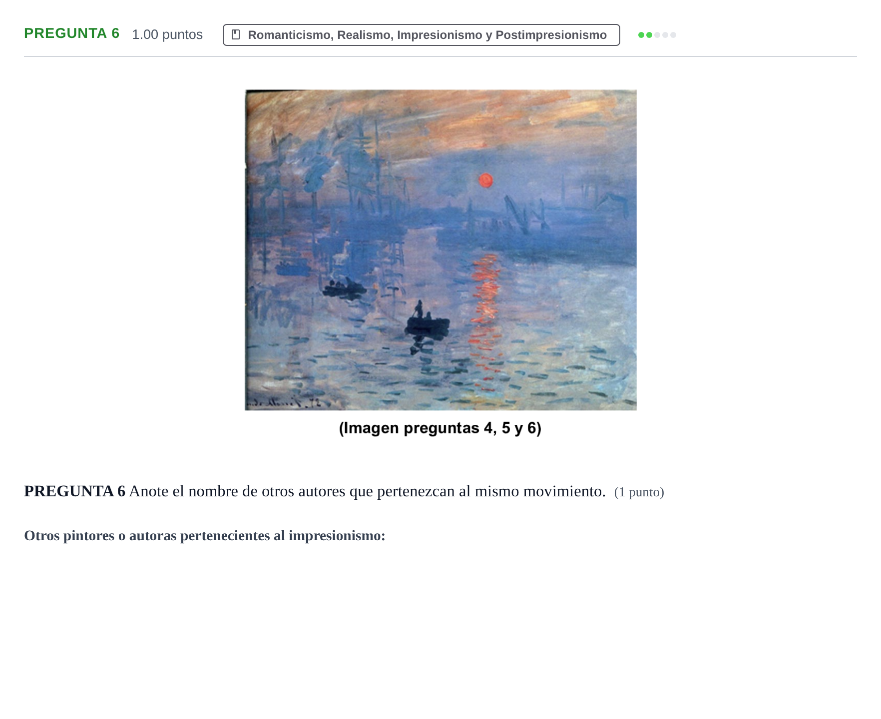 Enunciado: PREGUNTA 6 · Fundamentos Artísticos PAU Asturias Extraordinaria 2023