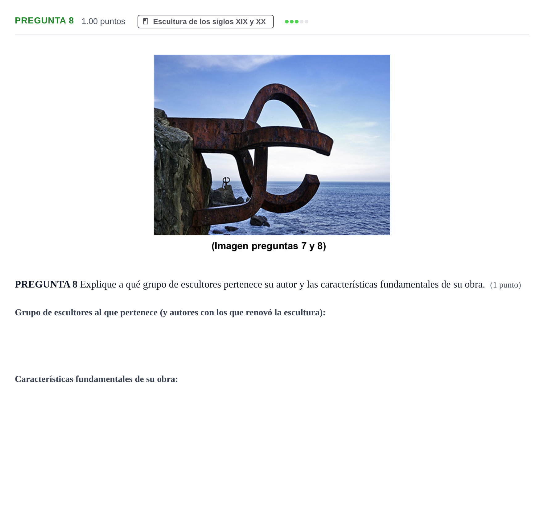 Enunciado: PREGUNTA 8 · Fundamentos Artísticos PAU Asturias Extraordinaria 2023