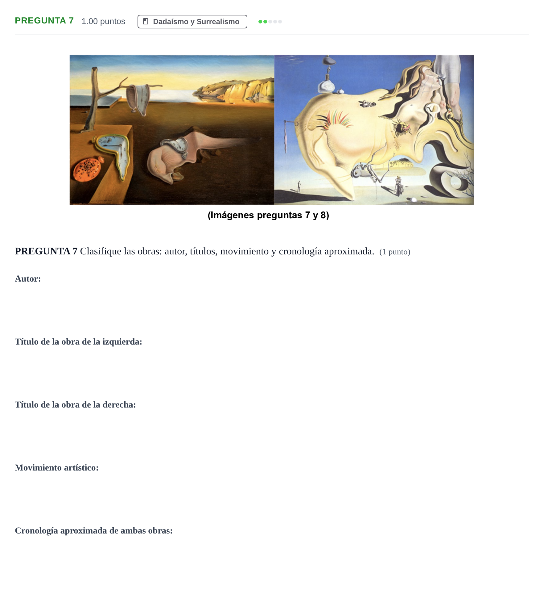 Enunciado: Pregunta 7 · Fundamentos Artísticos PAU Asturias Ordinaria 2023