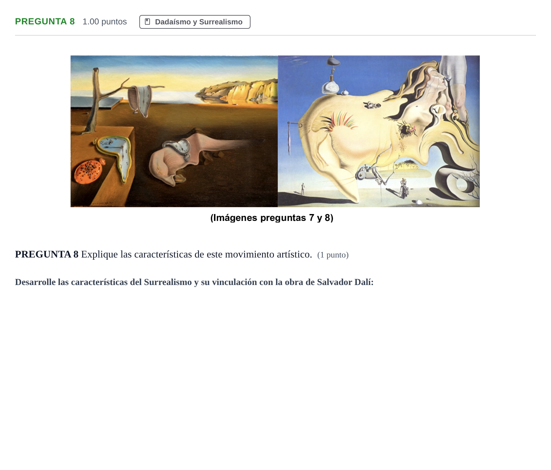 Enunciado: Pregunta 8 · Fundamentos Artísticos PAU Asturias Ordinaria 2023