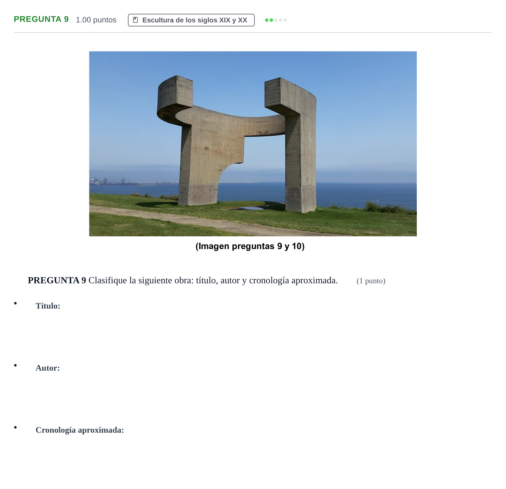 Enunciado: Pregunta 9 · Fundamentos Artísticos PAU Asturias Ordinaria 2023