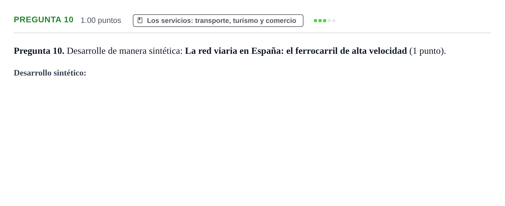 Enunciado: Pregunta 10 · Geografía PAU Asturias Extraordinaria 2023