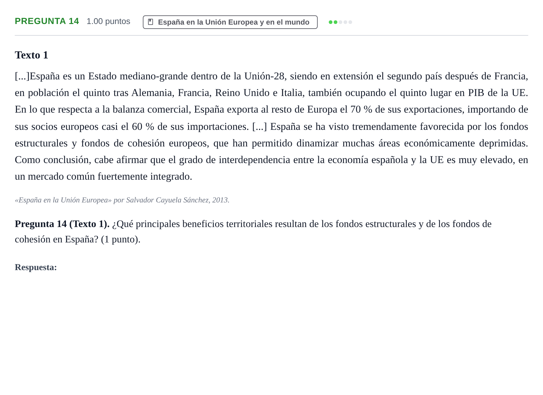 Enunciado: Pregunta 14 · Geografía PAU Asturias Extraordinaria 2023