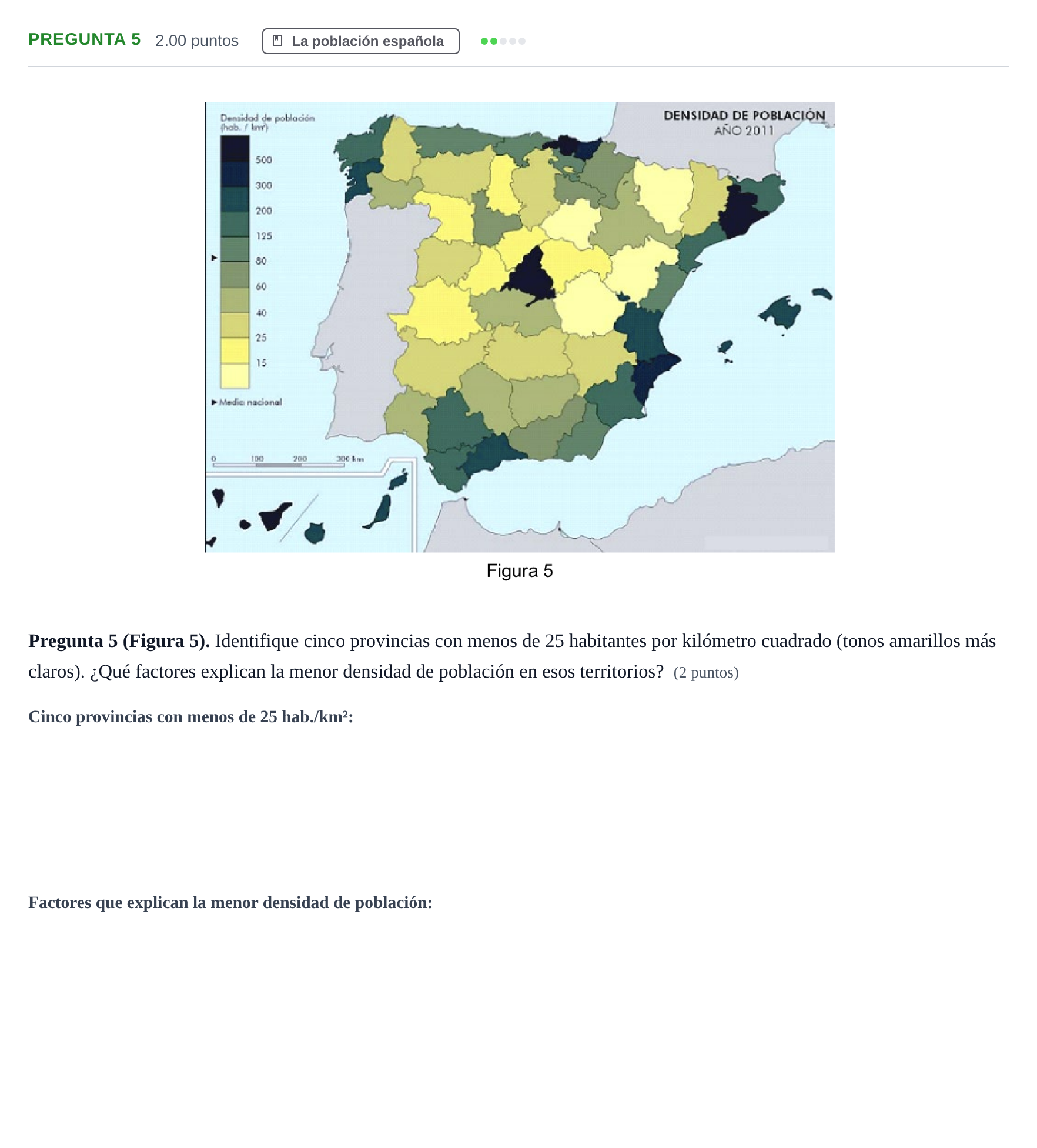 Enunciado: Pregunta 5 · Geografía PAU Asturias Extraordinaria 2023
