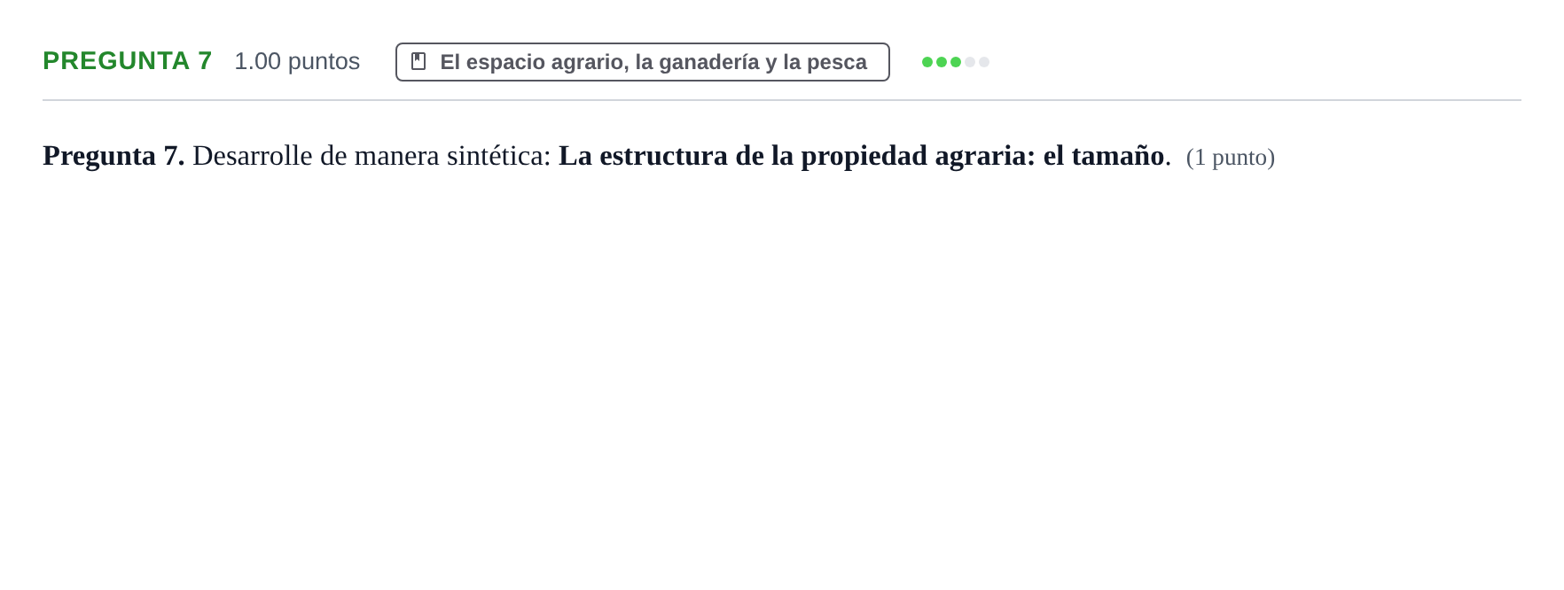 Enunciado: Pregunta 7 · Geografía PAU Asturias Extraordinaria 2023