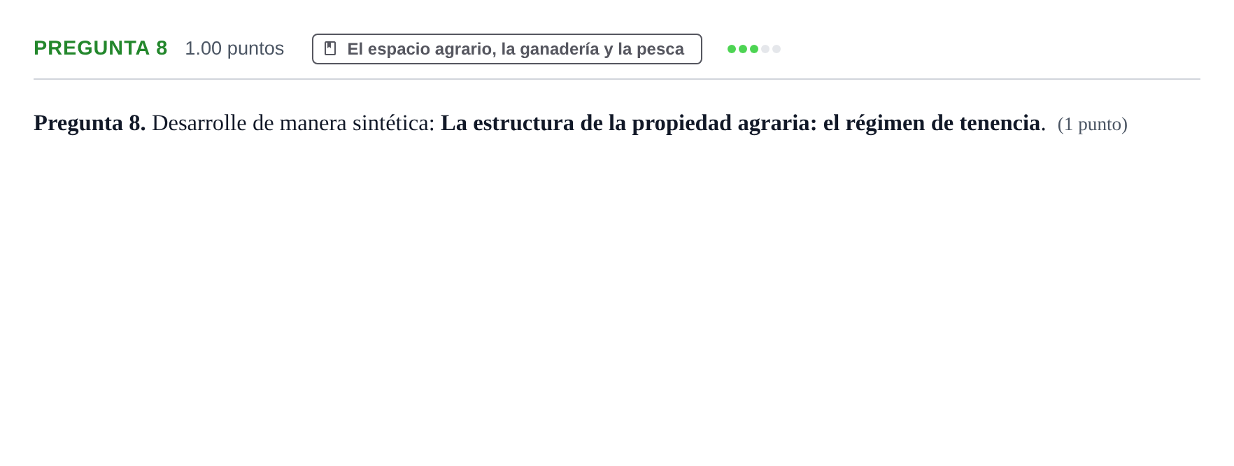 Enunciado: Pregunta 8 · Geografía PAU Asturias Extraordinaria 2023