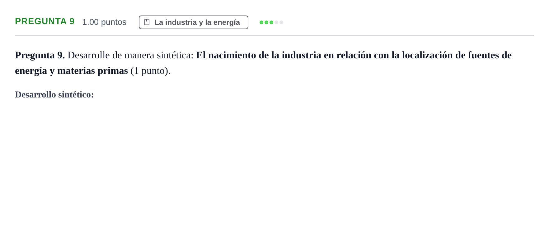 Enunciado: Pregunta 9 · Geografía PAU Asturias Extraordinaria 2023