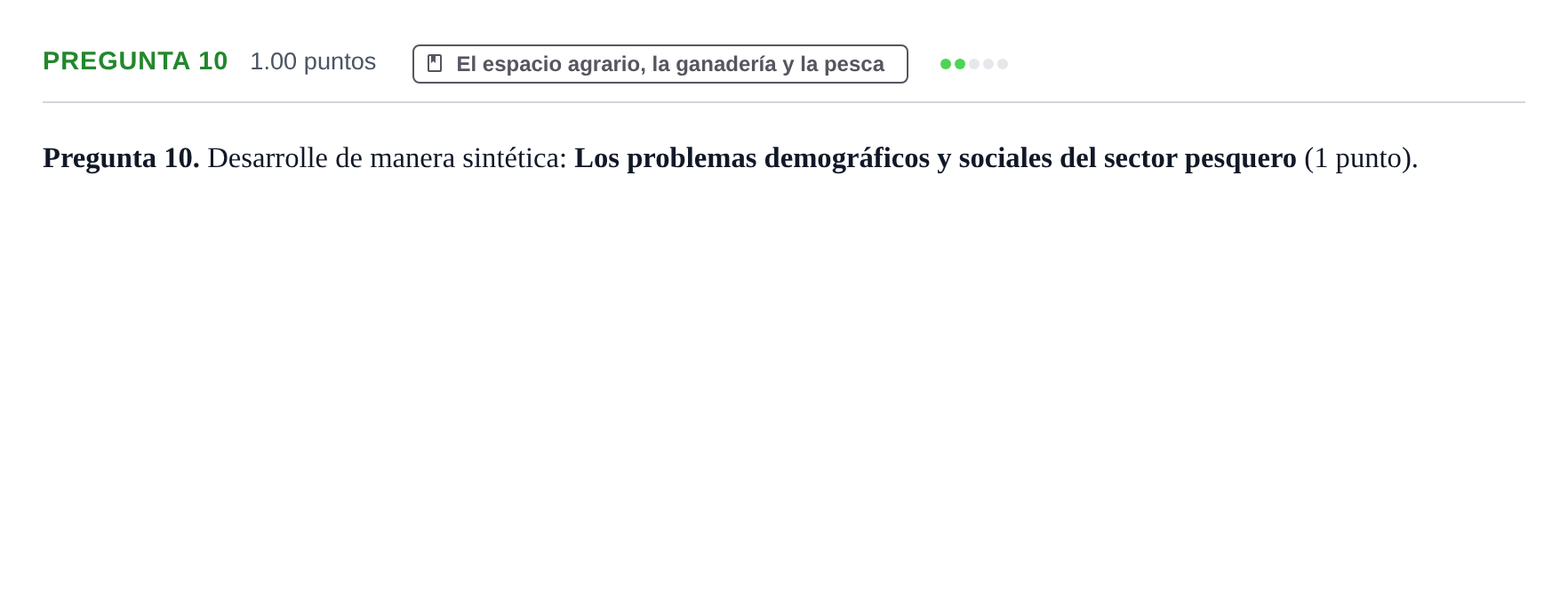Enunciado: Pregunta 10 · Geografía PAU Asturias Ordinaria 2023