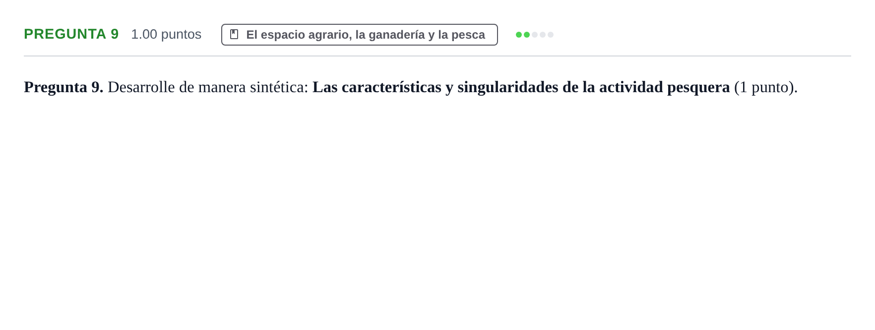 Enunciado: Pregunta 9 · Geografía PAU Asturias Ordinaria 2023