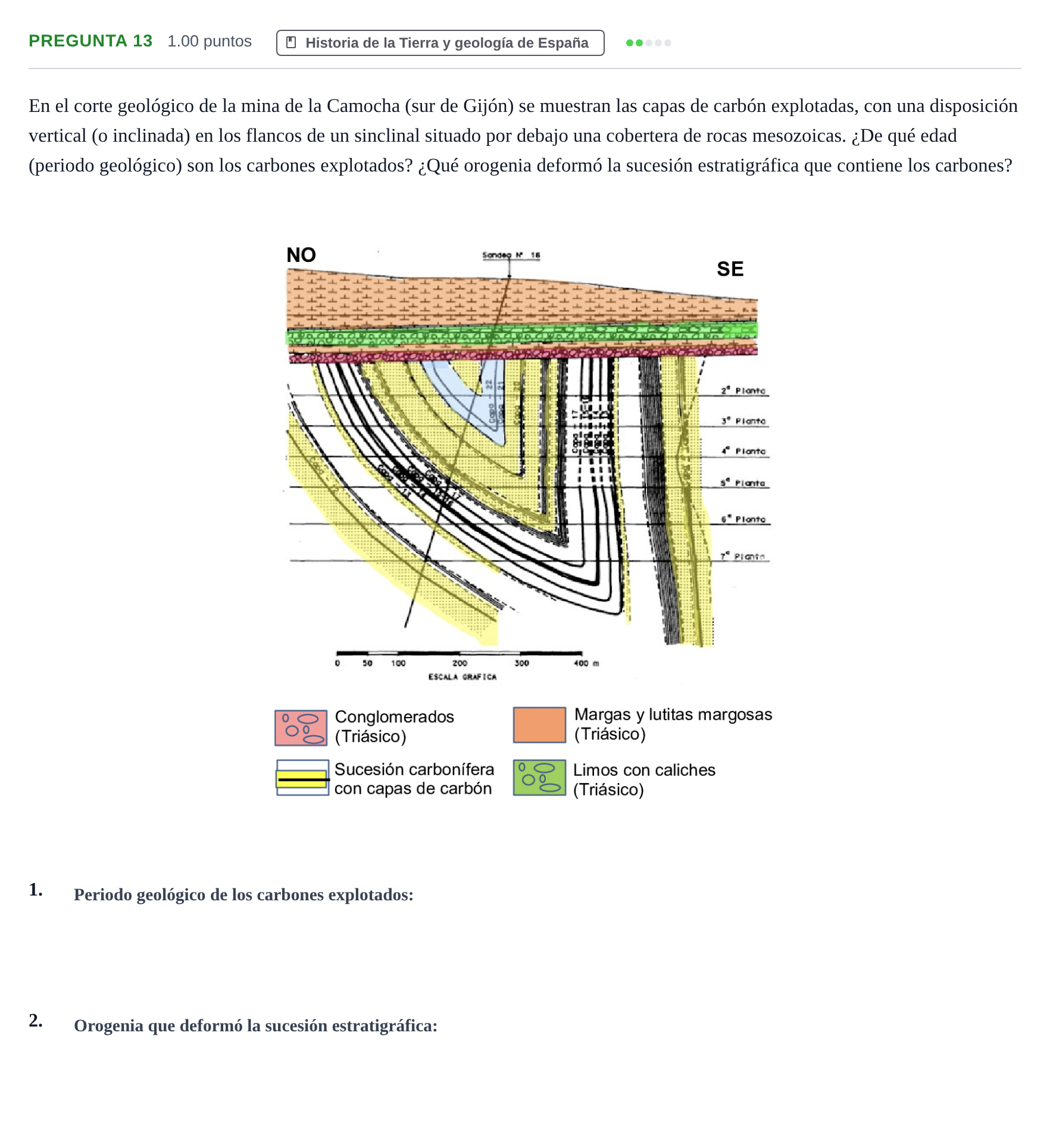 Enunciado: Pregunta 13 · Geología y Ciencias Ambientales PAU Asturias Extraordinaria 2023