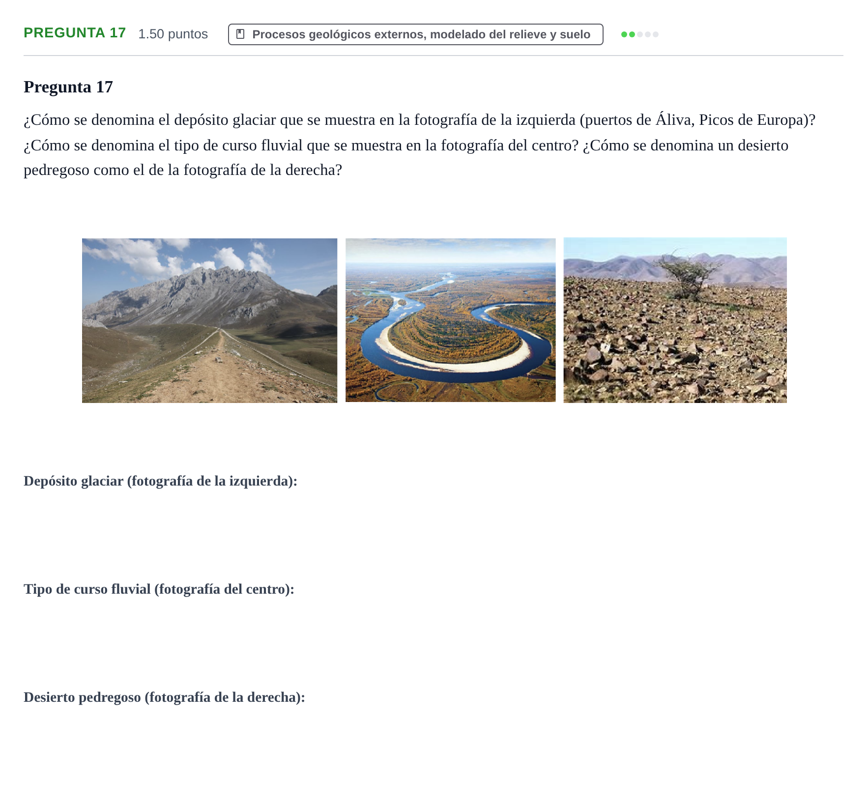 Enunciado: Pregunta 17 · Geología y Ciencias Ambientales PAU Asturias Extraordinaria 2023