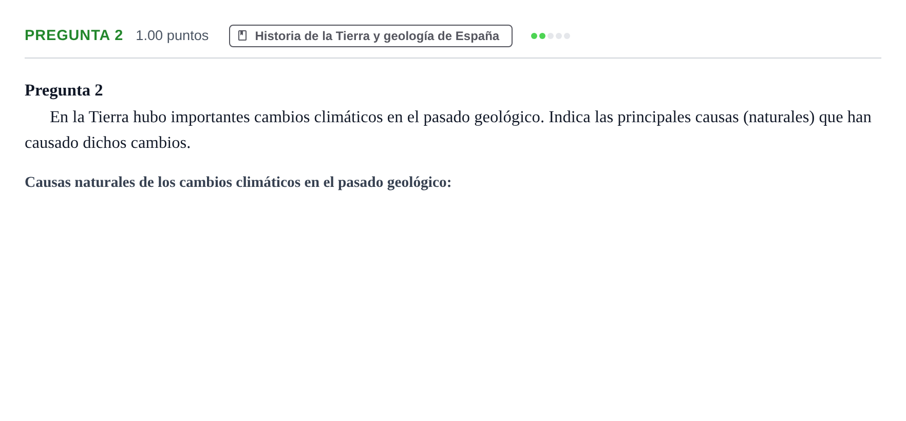 Enunciado: Pregunta 2 · Geología y Ciencias Ambientales PAU Asturias Extraordinaria 2023