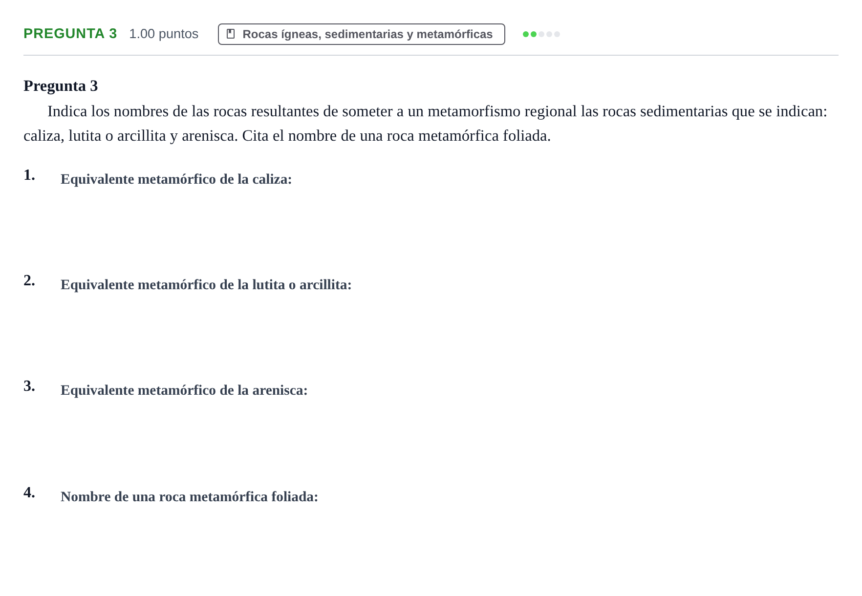 Enunciado: Pregunta 3 · Geología y Ciencias Ambientales PAU Asturias Extraordinaria 2023