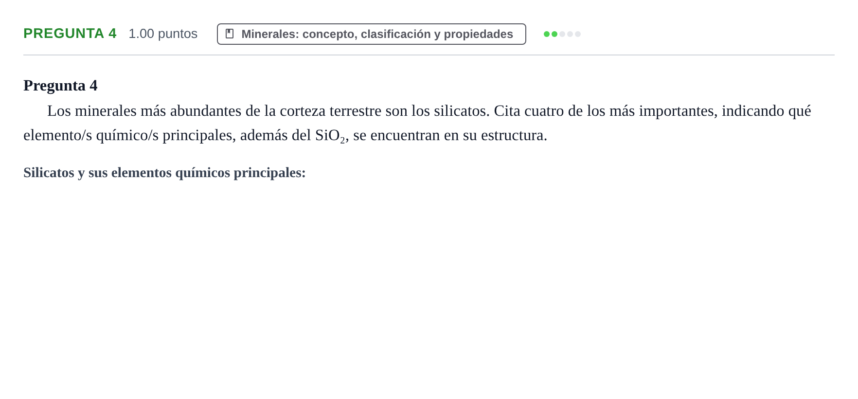 Enunciado: Pregunta 4 · Geología y Ciencias Ambientales PAU Asturias Extraordinaria 2023