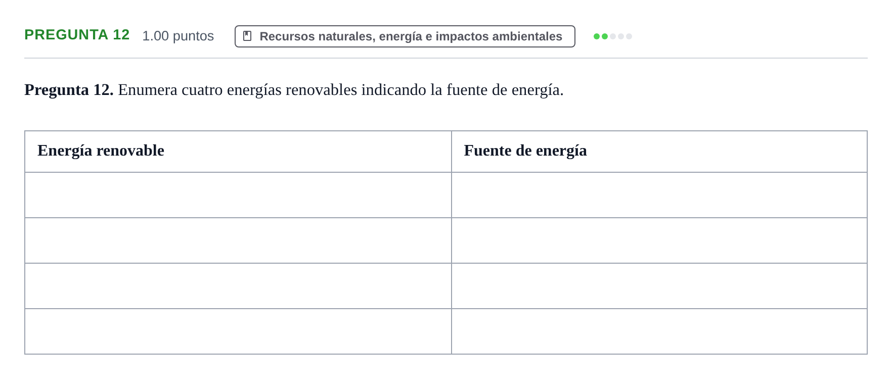 Enunciado: Pregunta 12 · Geología y Ciencias Ambientales PAU Asturias Ordinaria 2023