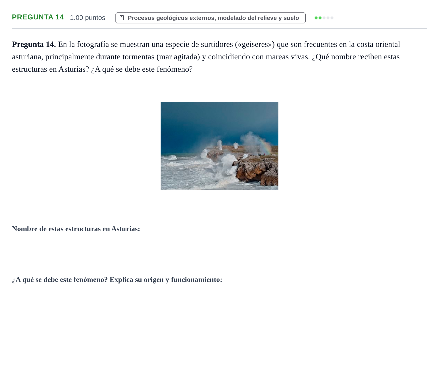 Enunciado: Pregunta 14 · Geología y Ciencias Ambientales PAU Asturias Ordinaria 2023