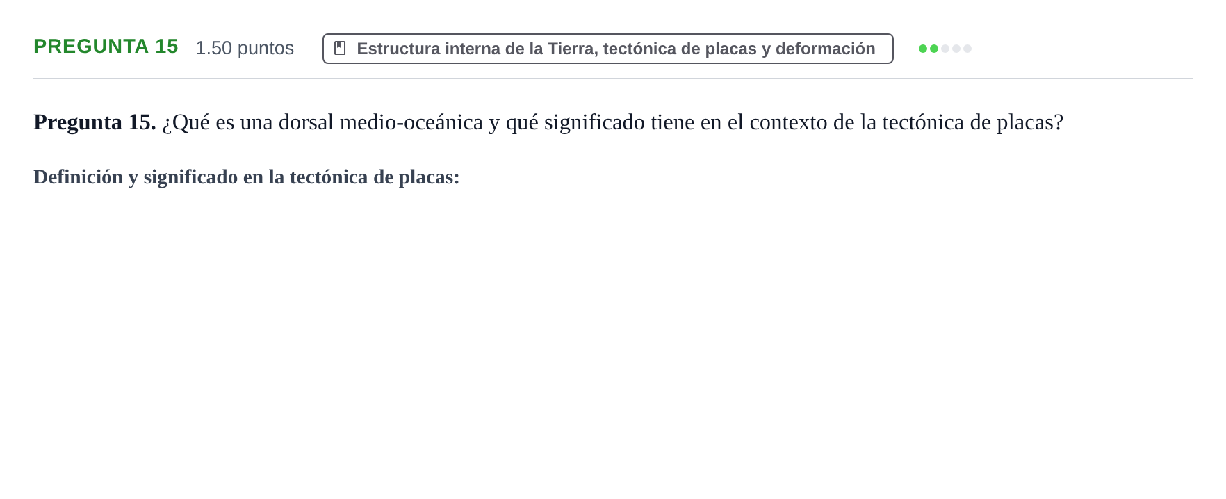 Enunciado: Pregunta 15 · Geología y Ciencias Ambientales PAU Asturias Ordinaria 2023