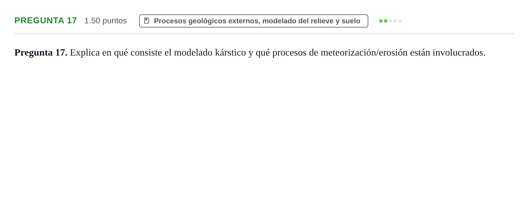 Enunciado: Pregunta 17 · Geología y Ciencias Ambientales PAU Asturias Ordinaria 2023
