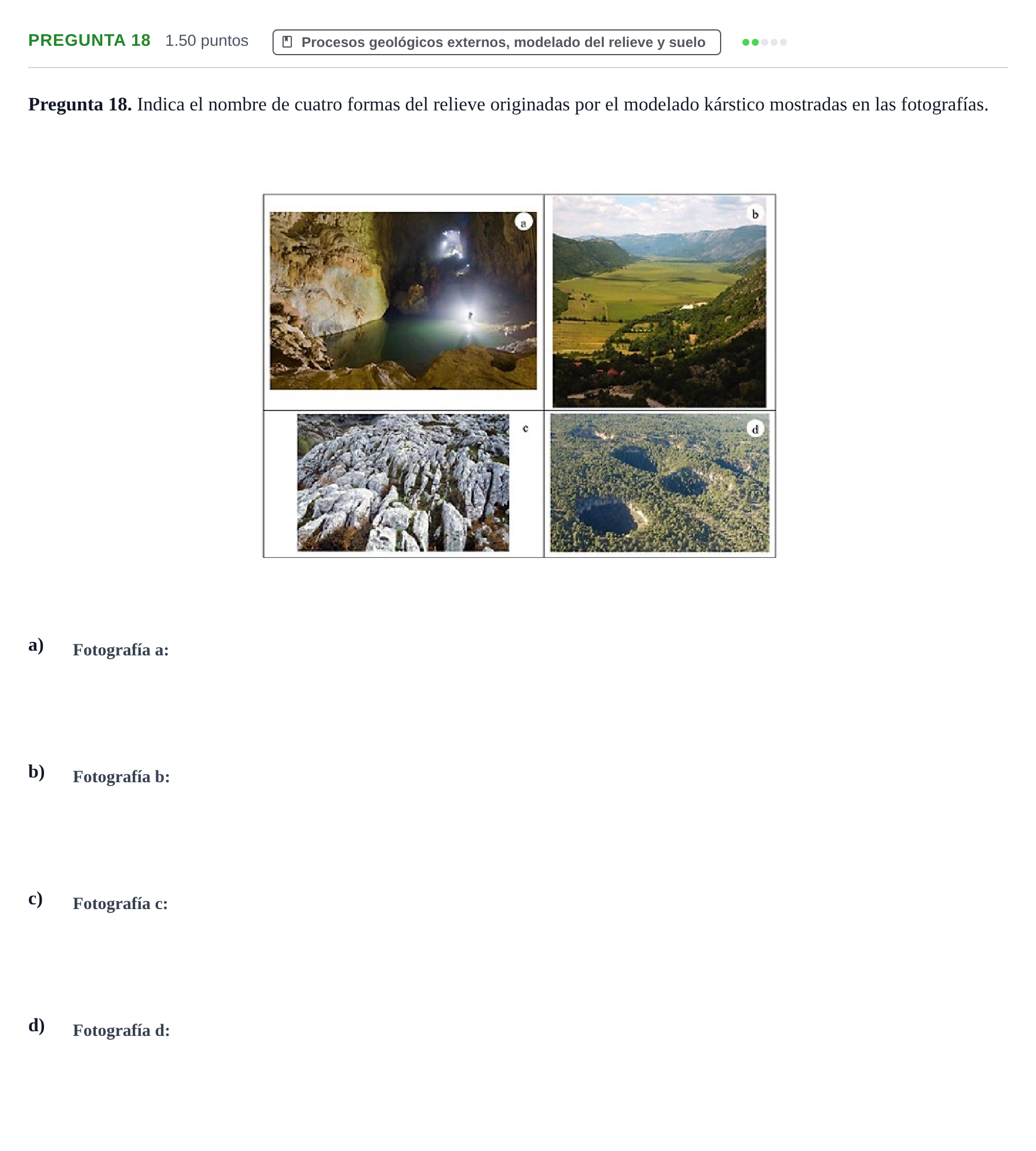Enunciado: Pregunta 18 · Geología y Ciencias Ambientales PAU Asturias Ordinaria 2023
