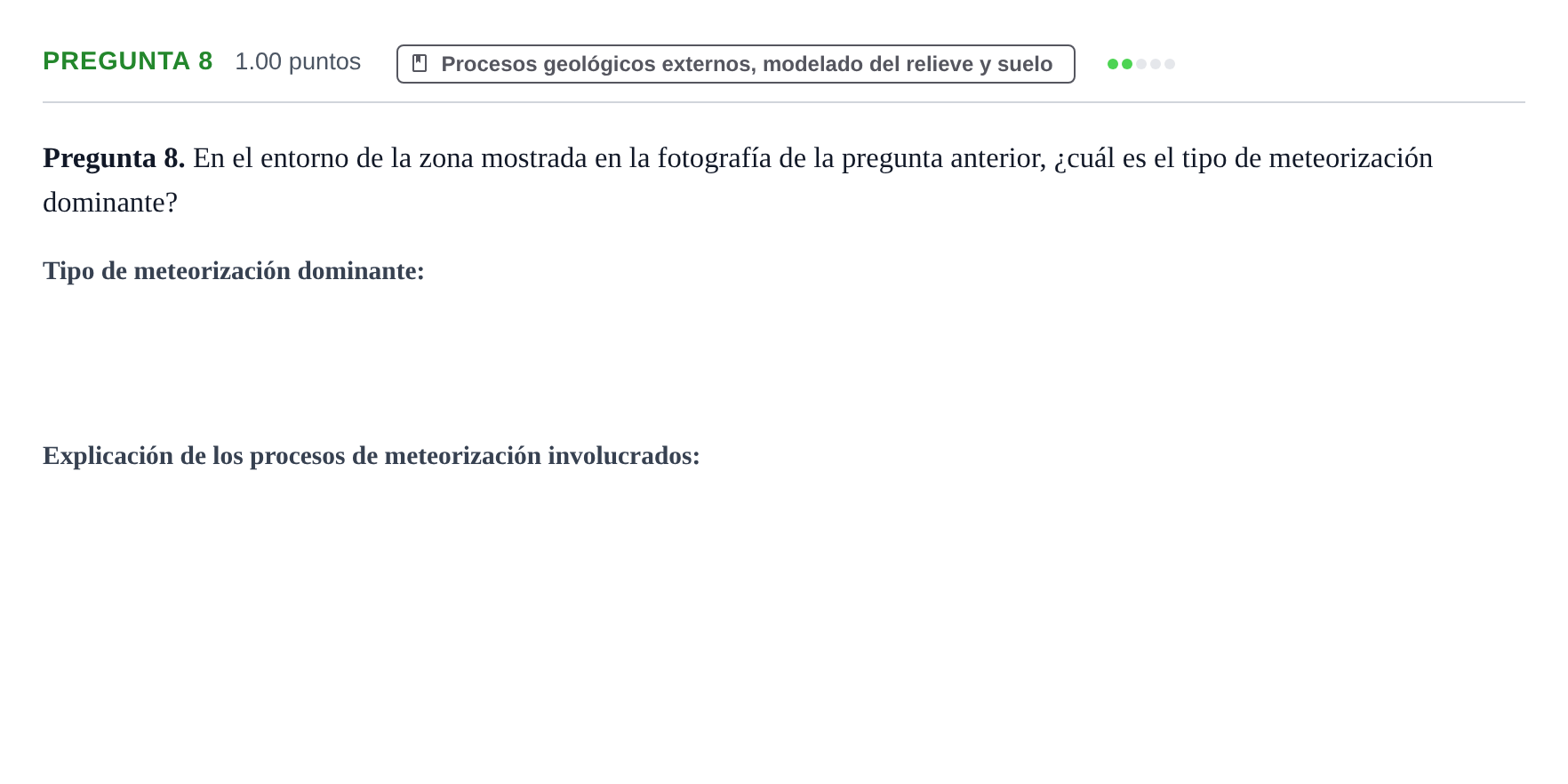 Enunciado: Pregunta 8 · Geología y Ciencias Ambientales PAU Asturias Ordinaria 2023
