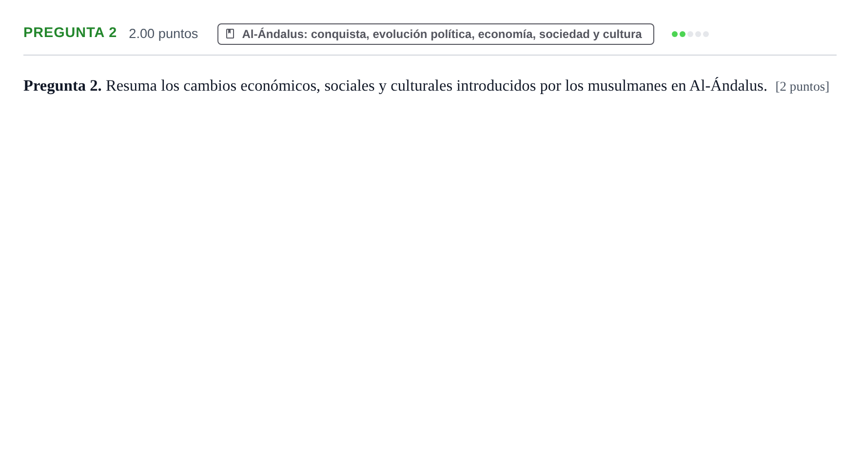 Enunciado: Pregunta 2 · Historia de España PAU Asturias Extraordinaria 2023