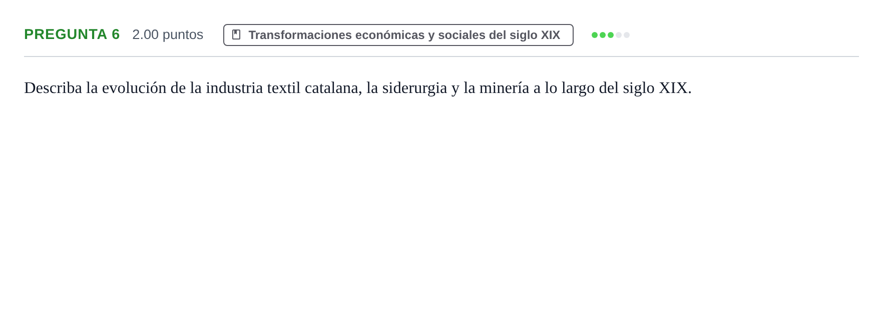 Enunciado: Pregunta 6 · Historia de España PAU Asturias Extraordinaria 2023