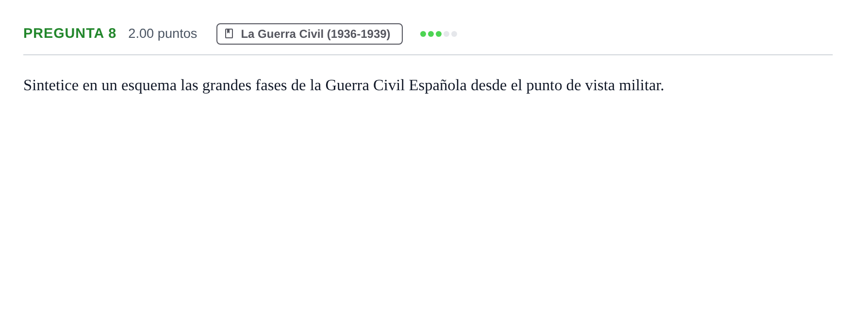 Enunciado: Pregunta 8 · Historia de España PAU Asturias Extraordinaria 2023