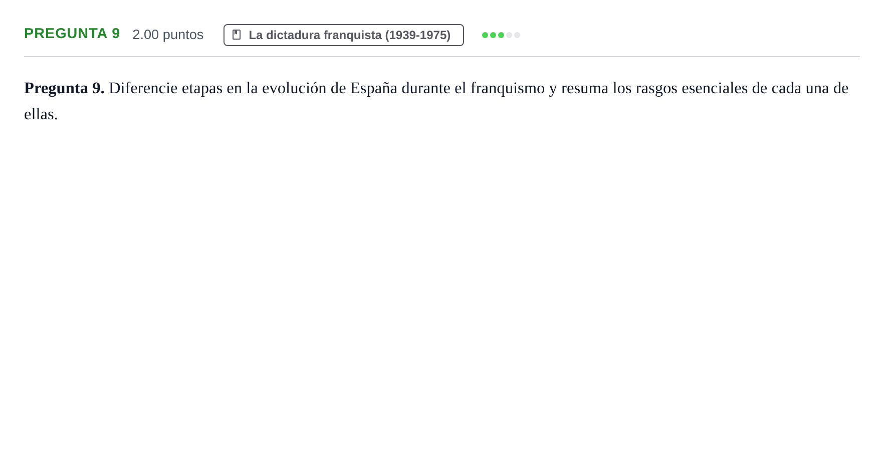 Enunciado: Pregunta 9 · Historia de España PAU Asturias Extraordinaria 2023