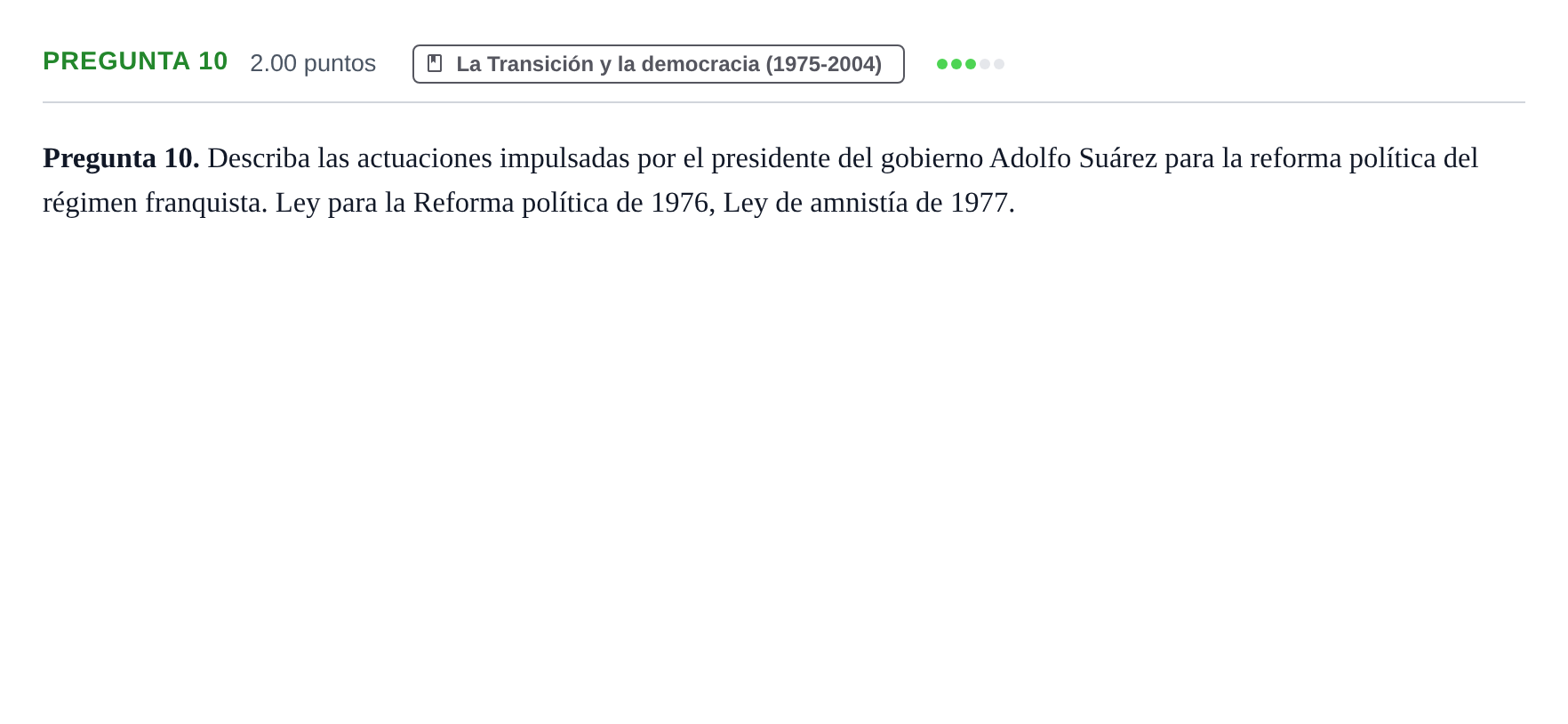 Enunciado: Pregunta 10 · Historia de España PAU Asturias Ordinaria 2023