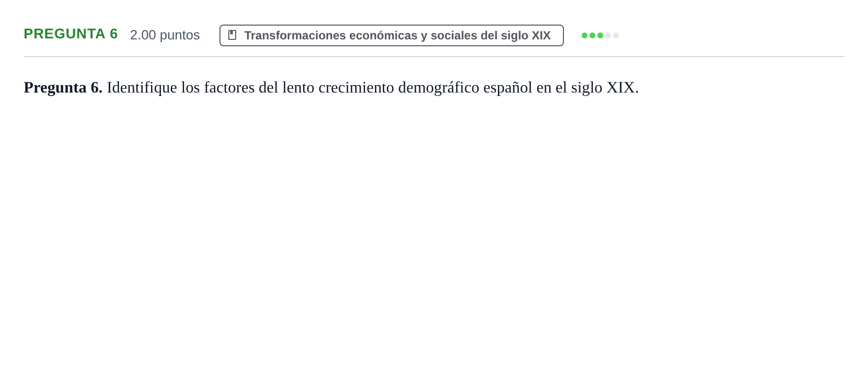 Enunciado: Pregunta 6 · Historia de España PAU Asturias Ordinaria 2023