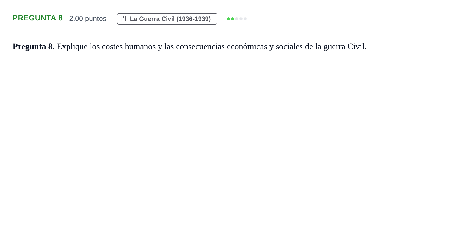 Enunciado: Pregunta 8 · Historia de España PAU Asturias Ordinaria 2023