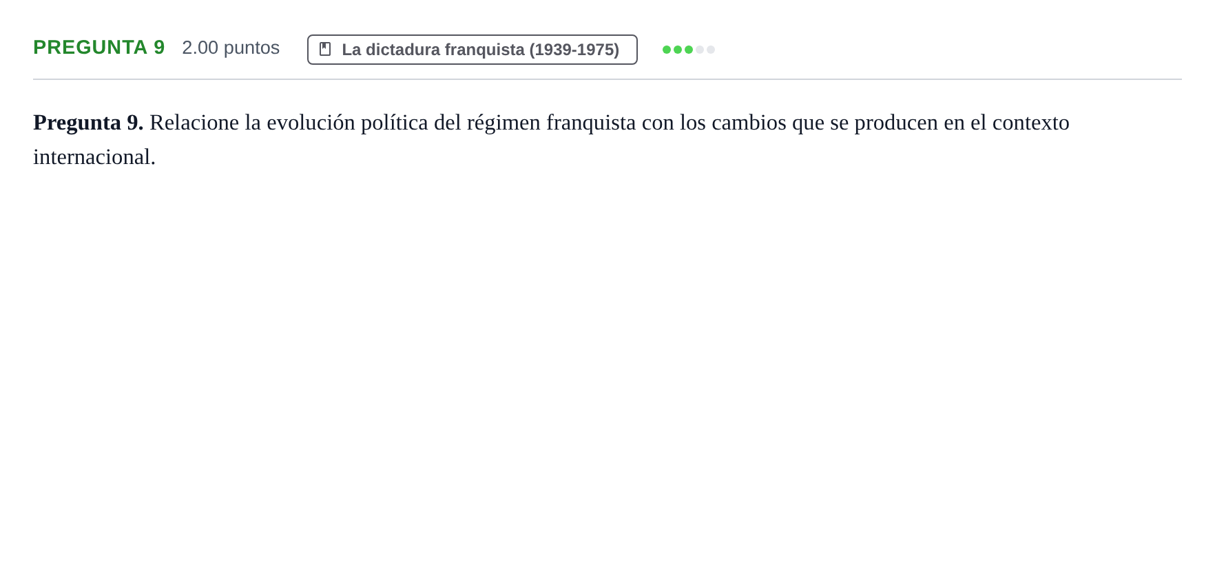 Enunciado: Pregunta 9 · Historia de España PAU Asturias Ordinaria 2023