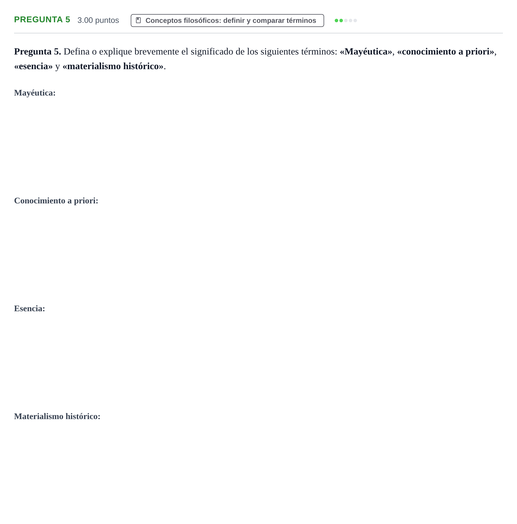 Enunciado: Pregunta 5 · Historia de la Filosofía PAU Asturias Extraordinaria 2023