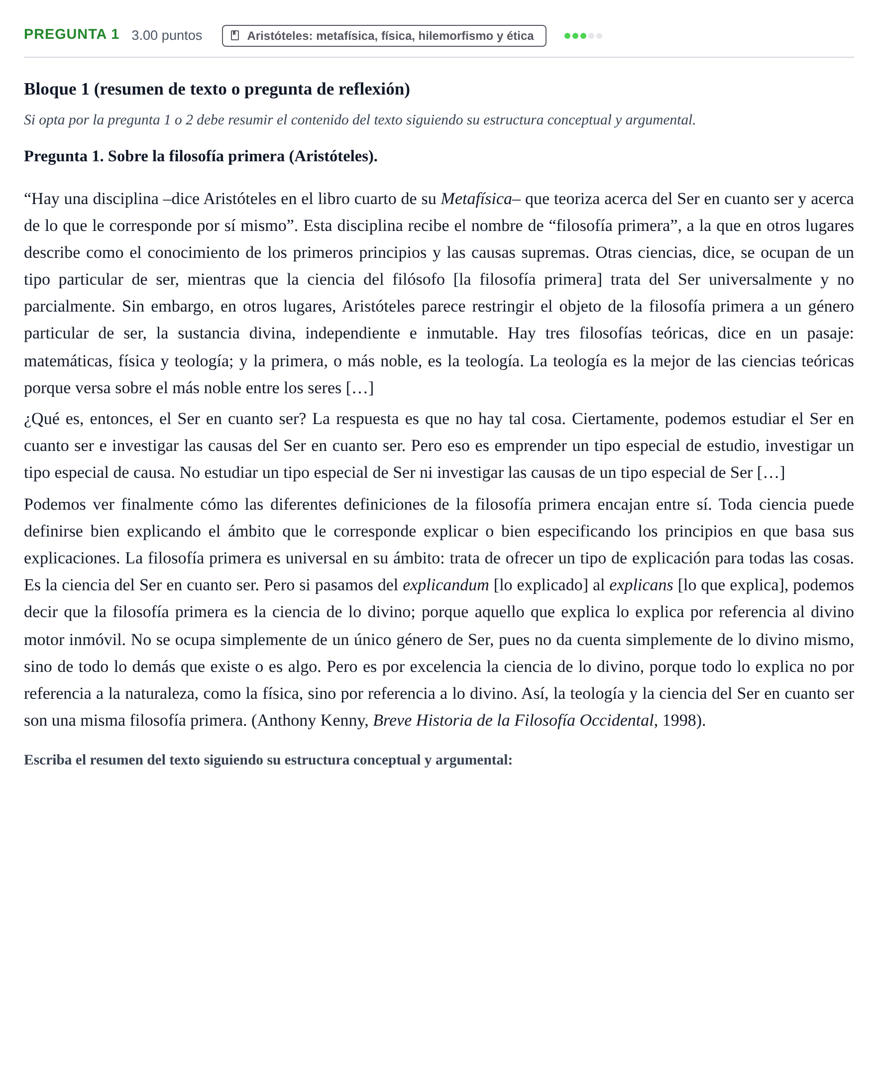 Enunciado: Pregunta 1 · Historia de la Filosofía PAU Asturias Ordinaria 2023