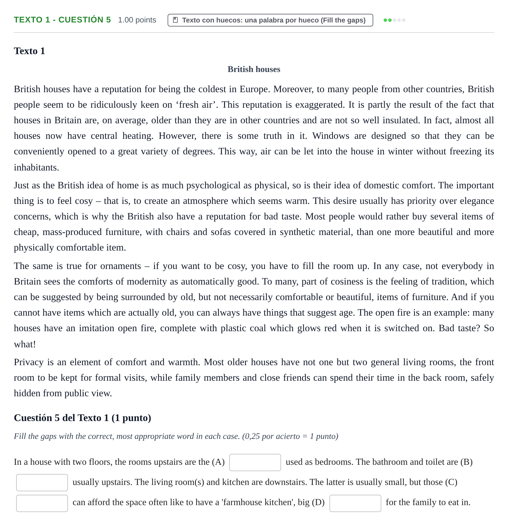 Enunciado: Ejercicio Texto 1 - Cuestión 5 · Inglés PAU Asturias Ordinaria (2ª lengua extranjera) 2023