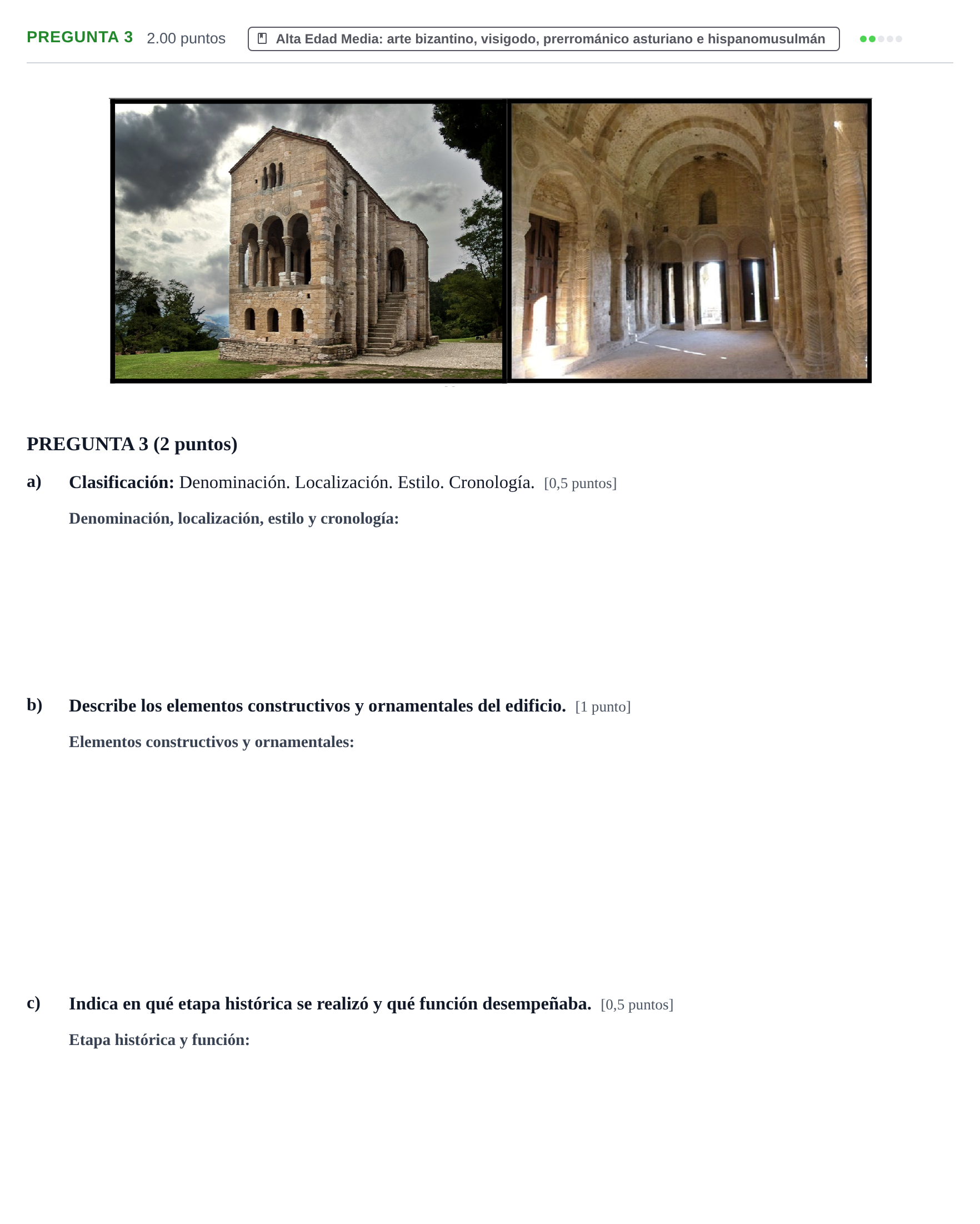 Enunciado: PREGUNTA 3 · Historia del Arte PAU Asturias Extraordinaria 2023