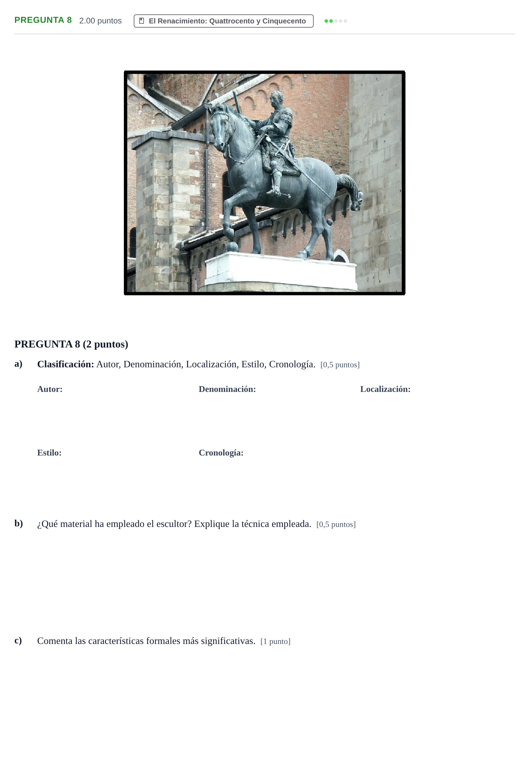 Enunciado: PREGUNTA 8 · Historia del Arte PAU Asturias Extraordinaria 2023