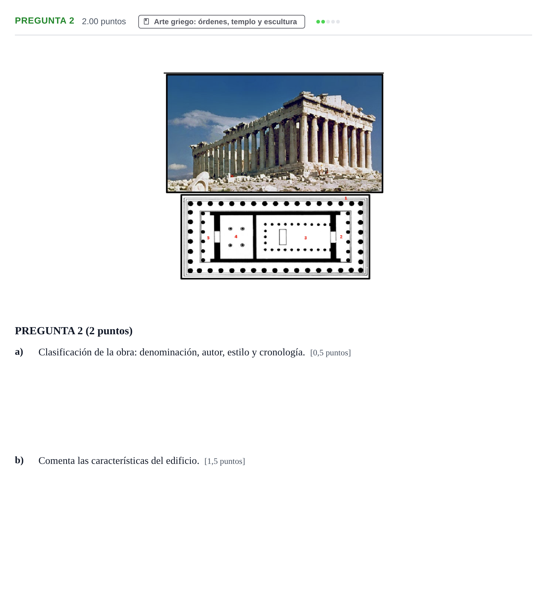 Enunciado: Pregunta 2 · Historia del Arte PAU Asturias Ordinaria 2023