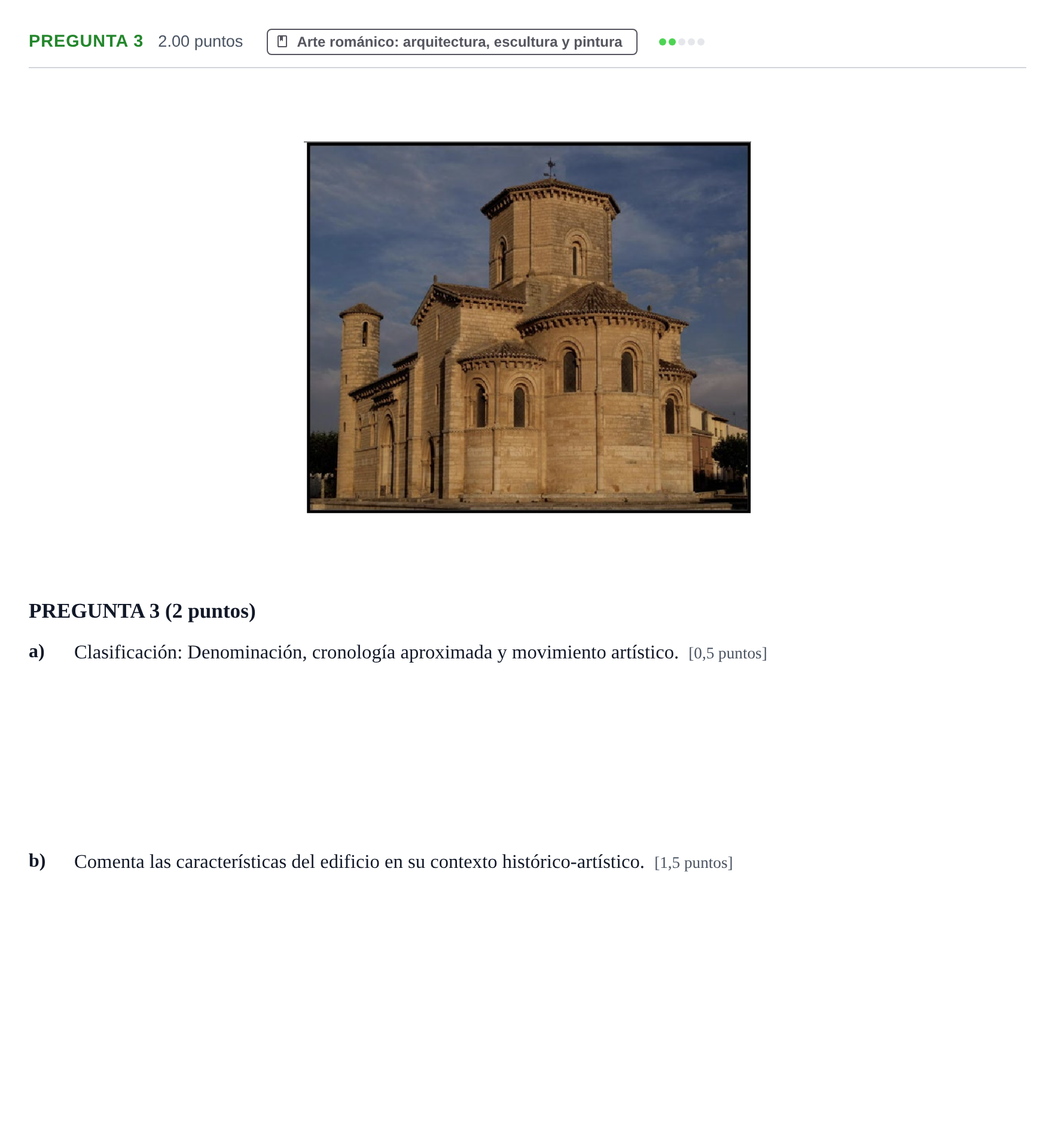 Enunciado: Pregunta 3 · Historia del Arte PAU Asturias Ordinaria 2023