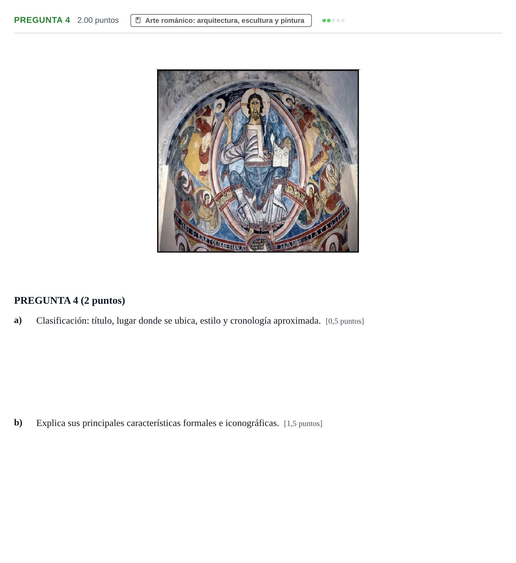 Enunciado: Pregunta 4 · Historia del Arte PAU Asturias Ordinaria 2023